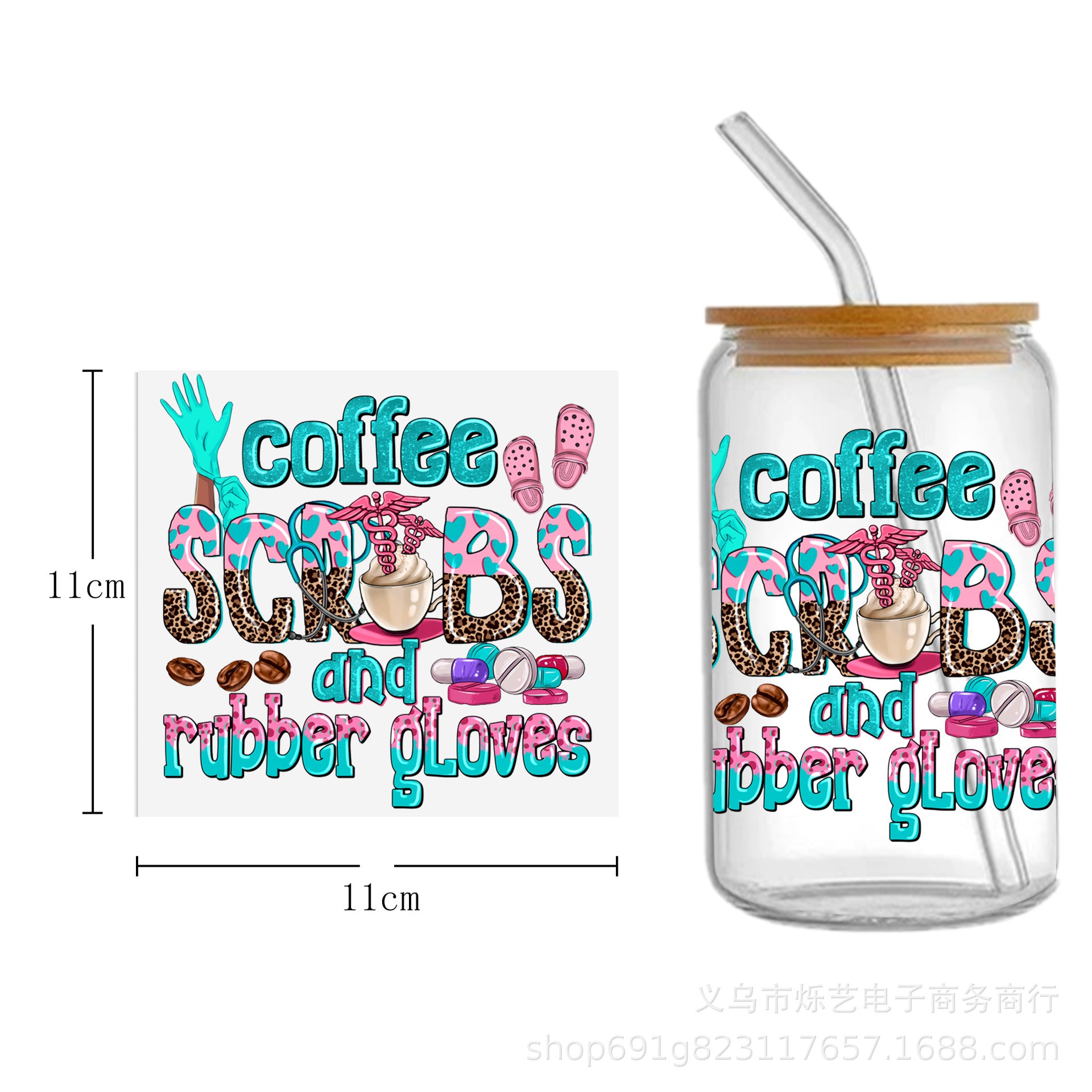 Wholesale Medical Nurse Doctor Health Series UV DTF Transfer Crystal Label Cup Sticker